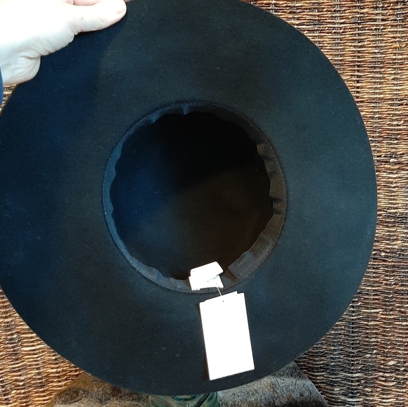 NWT Bohemian Wool Hat Wide Brim Adjustable Boho Western Cowboy Prairie Black - Picture 5 of 8